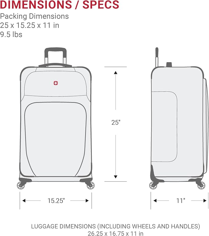 SwissGear Sion Softside Expandable Luggage, Dark Grey, Checked-Medium 25-Inch - Image 7