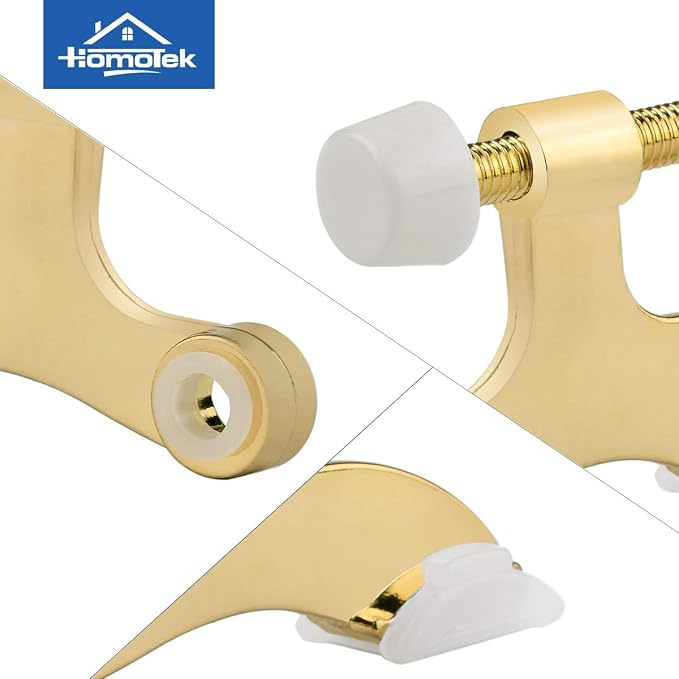 HOMOTEK 8 Pack Hinge Pin Bright Brass Door Stopper, Adjustable Deluxe Heavy - Image 5