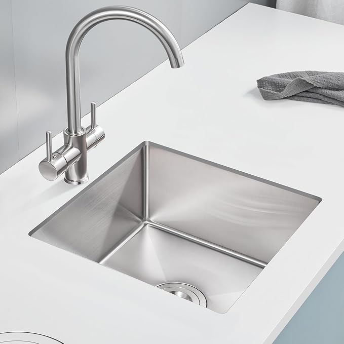 POPFLY 18 x 18 Inch Undermount Kitchen Sinks, Stainless Steel Single Bowl 9 - Image 2