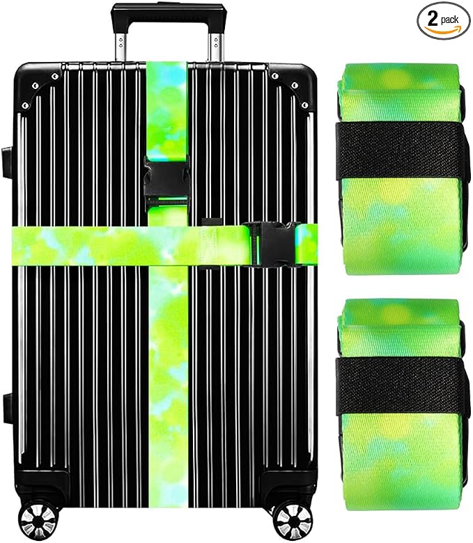 Luggage Straps for Suitcases TSA Approved-2 Pack Bright Personalized Luggage by GOWRAPS