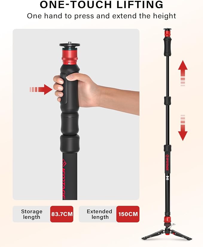 IFOOTAGE 59” Monopod with Feet, Cobra 3 Strike A150S, Professional Travel - Image 2