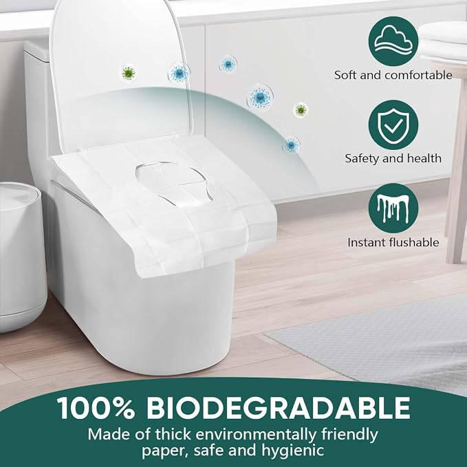 30 Pcs Disposable Flushable Paper Toilet Seat Covers Travel Supplies Essentials - Image 3