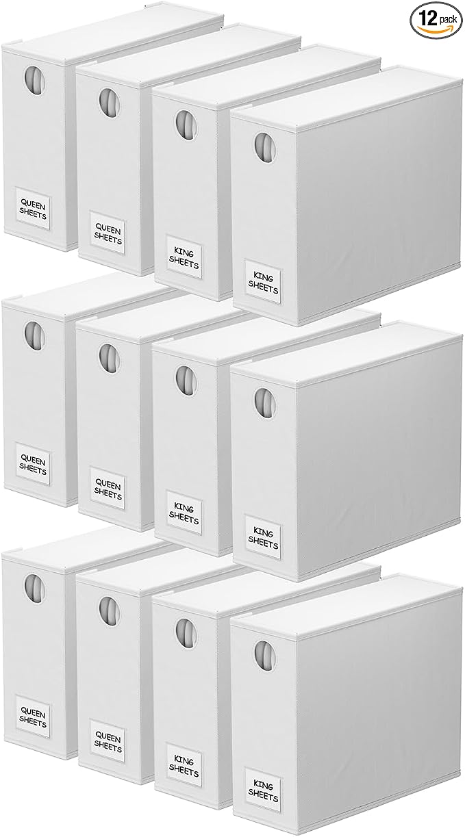 SpaceAid 12 Pack Bed Sheet Organizers and Storage, Foldable Sheet Organizer by SpaceAid