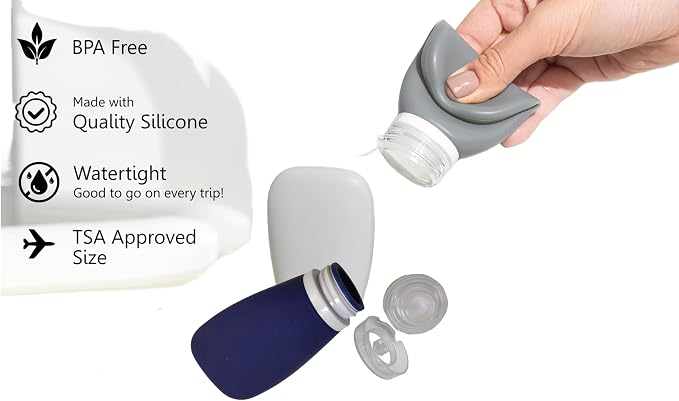 Leak Proof Silicone Refillable Bottles 3oz-90 ml Travel Squeeze Bottles - Image 5
