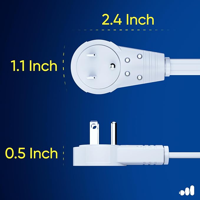 Maximm Cable 1 Ft 360° Rotating Flat Plug Extension Cord/Wire, 16 AWG Multi 3 - Image 3