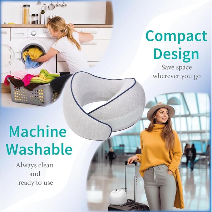 Memory Foam Travel Pillow | Provides Real Support to Head, Neck and Chin | Best - Image 3