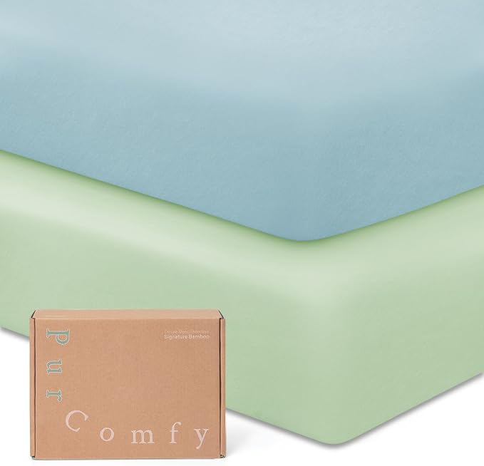 PurComfy Supersoft Crib Sheets for Boys Girls, Premium Bamboo Viscose Buttery by PurComfy