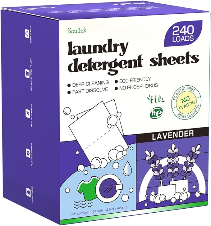 Soulink Lavender Laundry Detergent Sheets, 240 Loads by Soulink