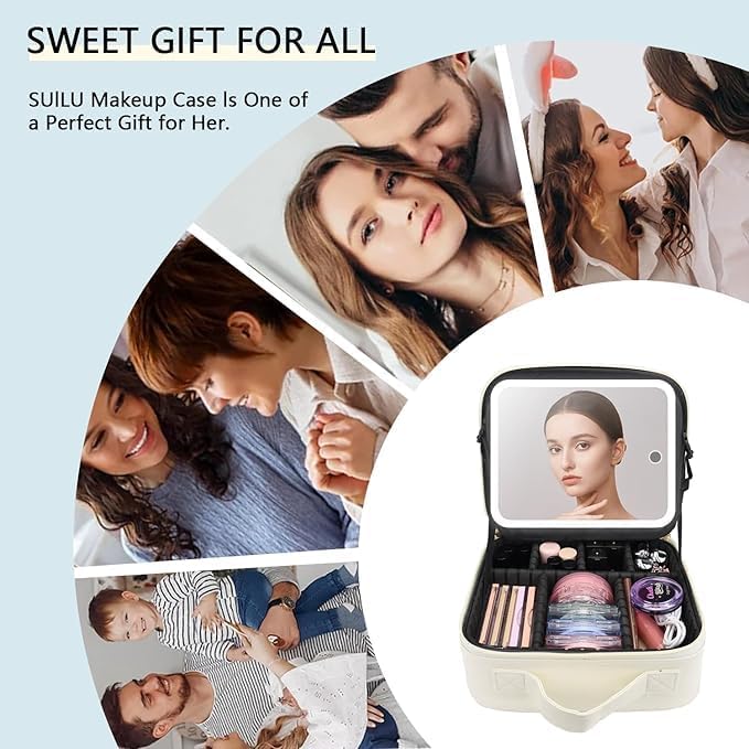 Makeup Bag with Led Mirror, Travel Makeup Organizer with 3 Color Setting & 10X - Image 6