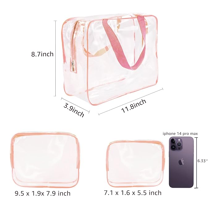 4Pcs Crystal Clear PVC Travel Toiletry Bag Kit - Image 4