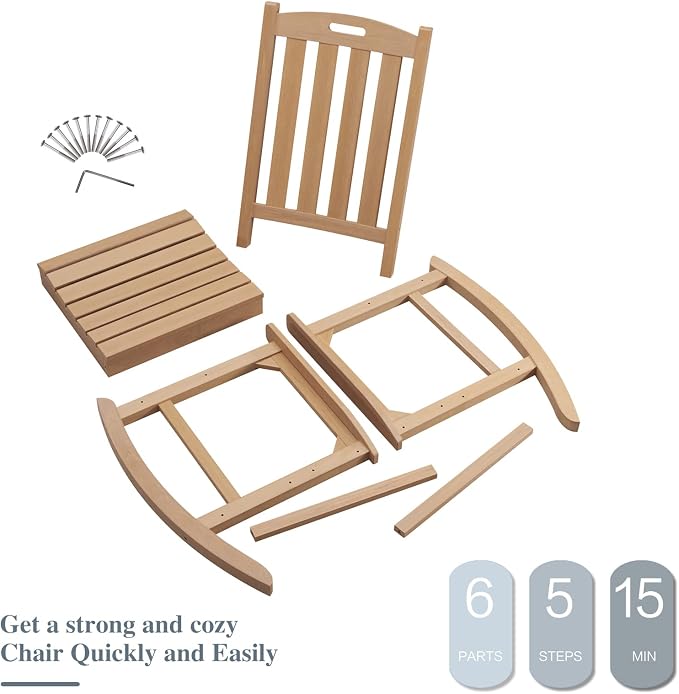Psilvam Oversized Outdoor Rocking Chair, - Image 4