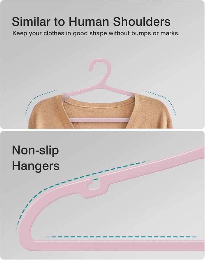 50 Pack Clothes Hangers, Non Slip Plastic Coat Hangers, Space Saving Hangers - Image 4