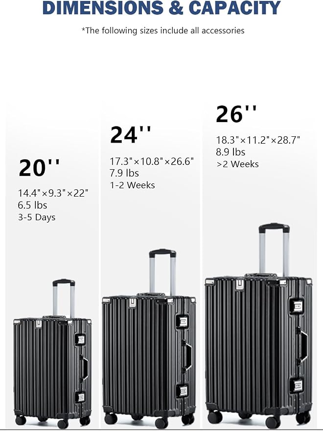 HotWay 26 Inch Aluminum Frame Luggage - Image 3