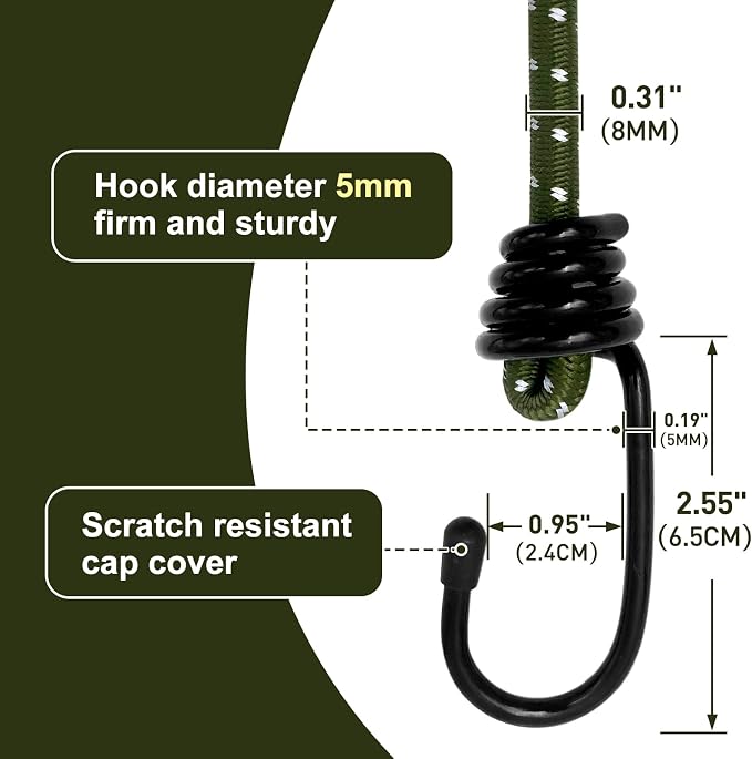 Bungee Cord Luggage Cord Resilience 18 Inch 4 Pieces - Image 3