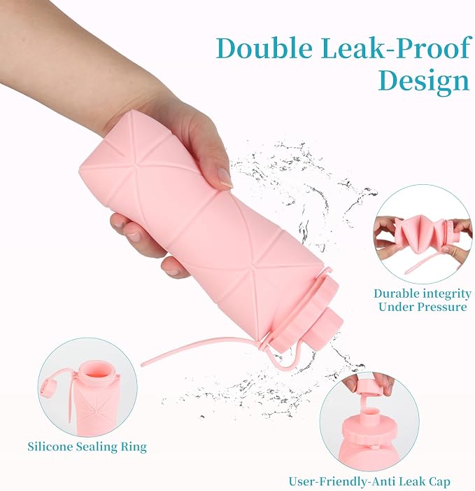 Silicone Collapsible Water Bottles, Lightweight Reusable Leakproof - Image 6