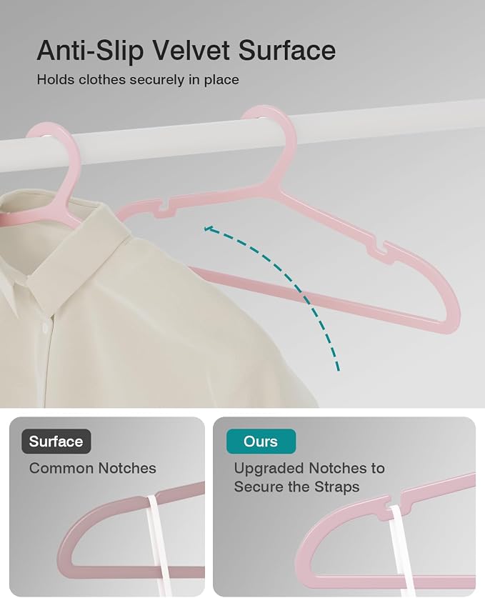 50 Pack Clothes Hangers, Non Slip Plastic Coat Hangers, Space Saving Hangers - Image 5