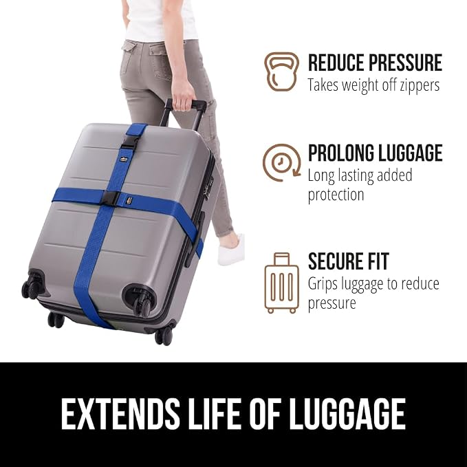 GORILLA GRIP Heavy Duty 8 Pack Adjustable Luggage Straps - Image 5
