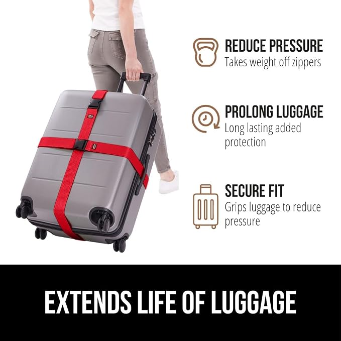 GORILLA GRIP Heavy Duty 4 Pack Adjustable Luggage Straps - Image 5
