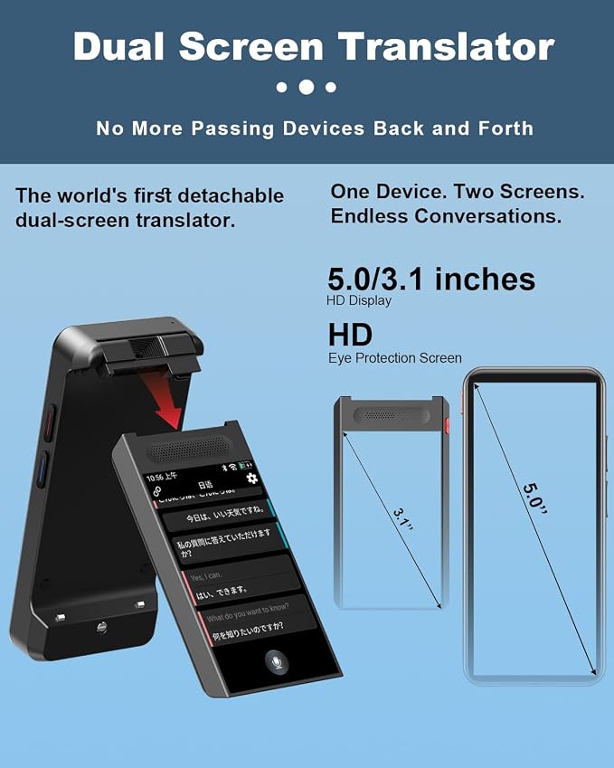 Language Translator Device No WiFi Needed, Dual Screen Real Time Translator Two - Image 7