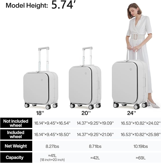 mixi Carry On Luggage, 18” Suitcase - Image 6