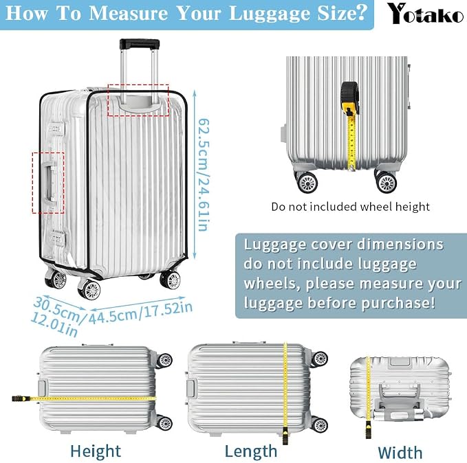Yotako Clear PVC Suitcase Cover Protectors 26 Inch Luggage Cover - Image 6