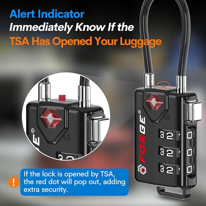 TSA Approved Cable Luggage Locks, Re-settable Combination - Image 4