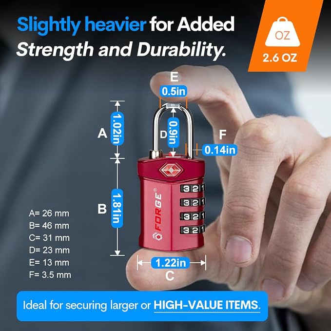 Forge Travel Lock, TSA Approved Luggage Locks - Image 3