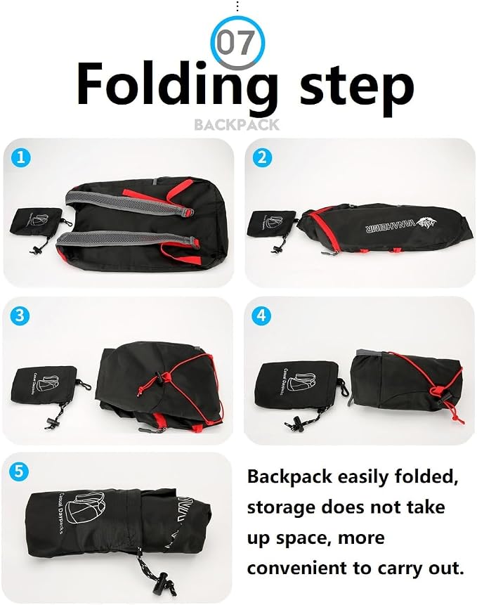 16L Hiking Daypack Lightweight Foldable Travel Backpack Water Repellent Camping - Image 7