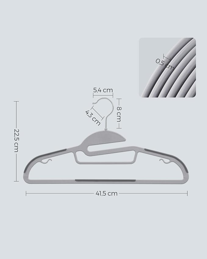 SONGMICS 50 Pack Coat Hangers, Heavy-Duty Plastic Suit Hangers, S-Shaped Opening - Image 6