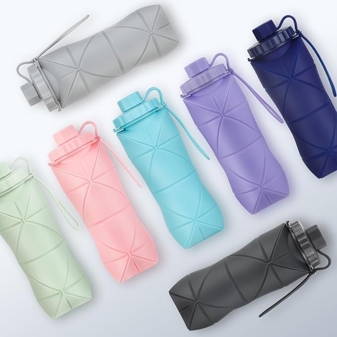 YCT Collapsible Silicone Travel Water Bottle 20oz, Reuseable Leakproof BPA Free - Image 8