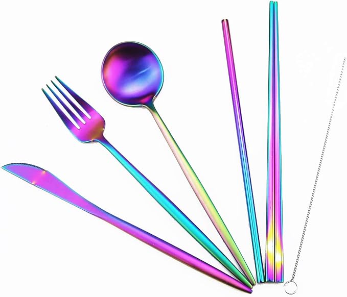 Gugrida Reusable Travel Utensils, 7 Piece Portable 304 Stainless Steel - Image 6