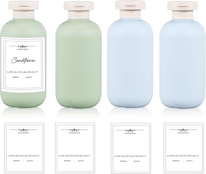6.8 oz Plastic Travel Shampoo Bottles, Refillable Flip Cap Squeeze Bottles by UMETASS