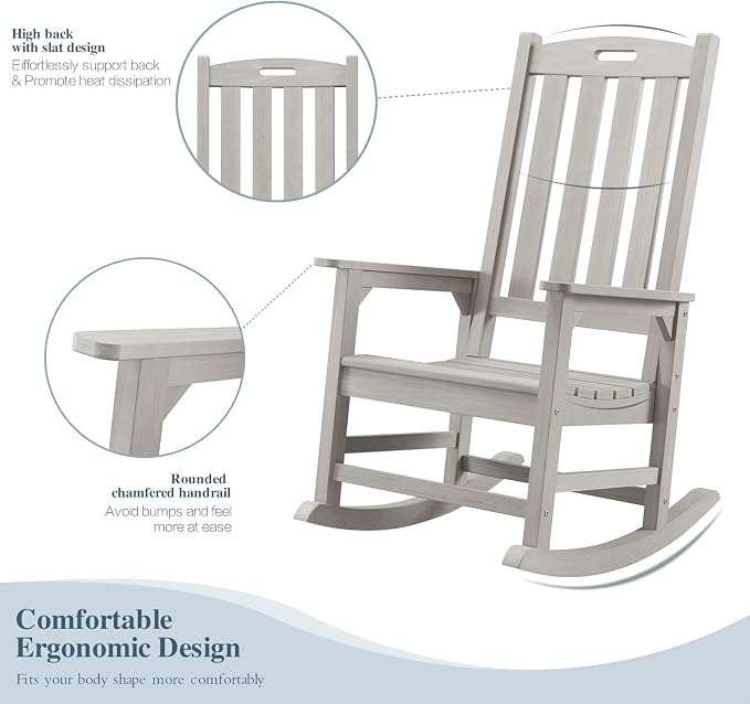 Psilvam Oversized Outdoor Rocking Chair, - Image 4