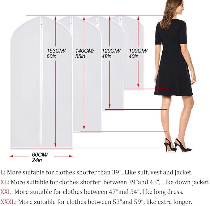 Garment Bags for Hanging Clothes 24''X48'' Suit Bags for Closet Storage Plastic - Image 2