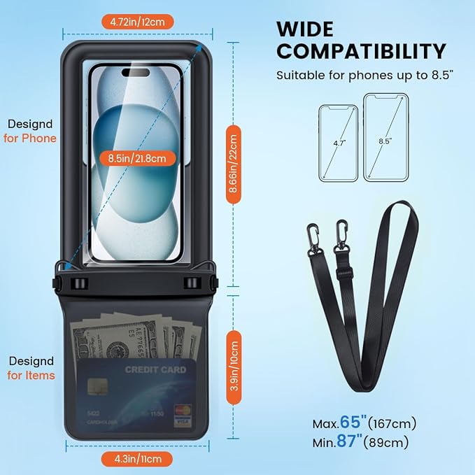 [Floatable 2 Pack Floating Waterproof Phone Pouch Case Up to 8.5", IPX8 - Image 6