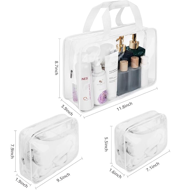 4Pcs Crystal Clear PVC Travel Toiletry Bag Kit - Image 3