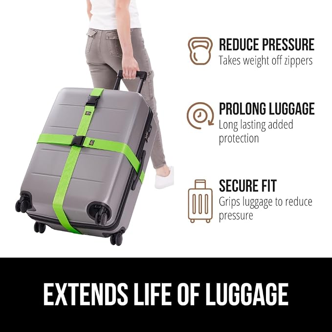 GORILLA GRIP Heavy Duty 4 Pack Adjustable Luggage Straps - Image 5