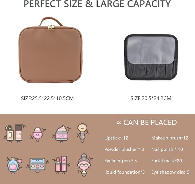 Makeup Bag with Led Mirror, Travel Makeup Organizer with 3 Color Setting & 10X - Image 2