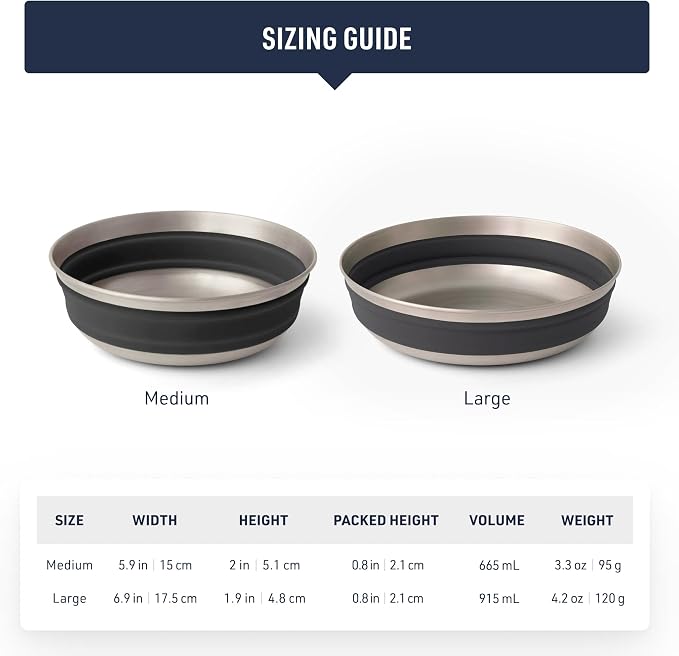 Sea to Summit Detour Stainless Steel Collapsible Bowl, Beluga Black - Image 6