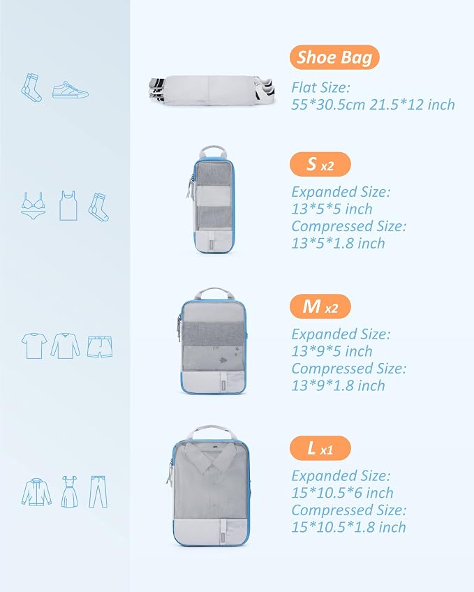 BAGSMART 6 Set Compression Packing Cubes - Image 2