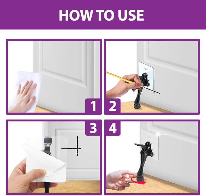 Door Stopper with Adhesive Bracket Stickers, No Drilling or Tools Needed - Image 9