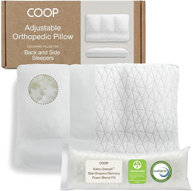 Coop Home Goods Adjustable Orthopedic Pillow Queen, Ergonomic Cervical Neck by CoopSleepGoods
