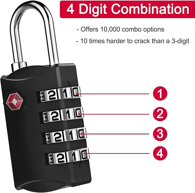 ZHEGE Travel Locks 2 Pack, Luggage Locks - Image 4