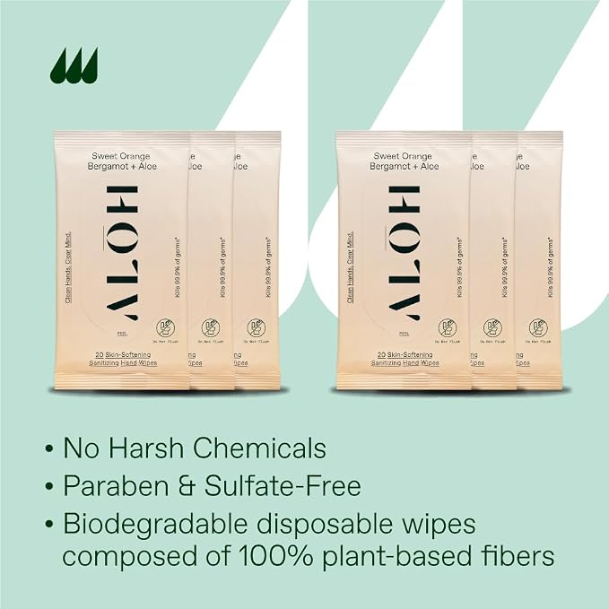 ALŌH Sweet Orange Bergamot + Aloe Sanitizing Hand Wipes - Image 5