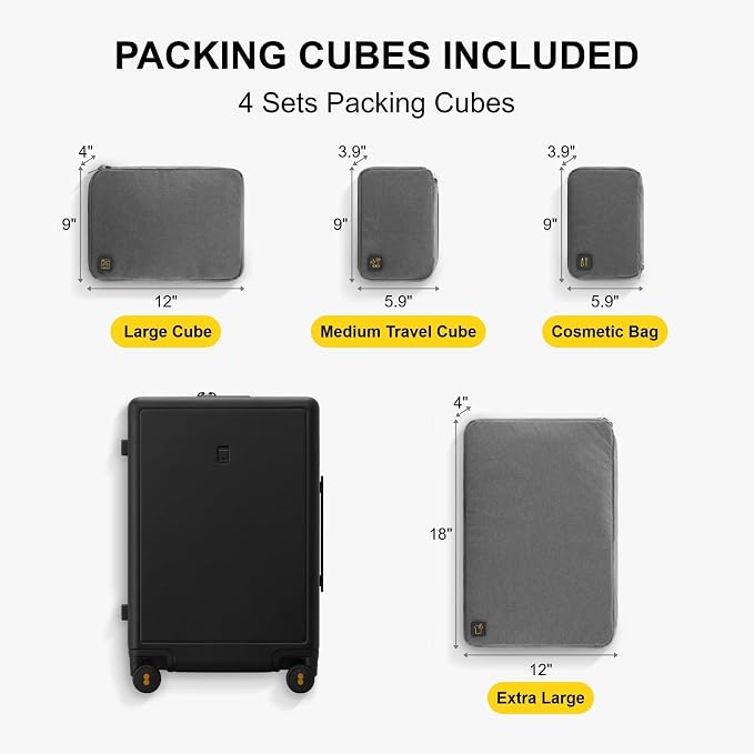 LEVEL8 Elegance Checked Luggage, 24 Inch Hardside Suitcase, Lightweight Matte - Image 3