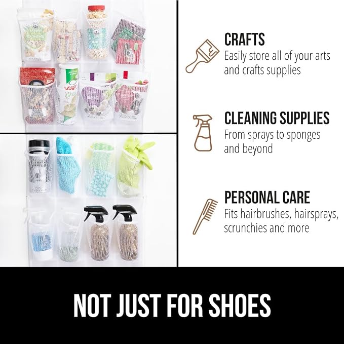 GORILLA GRIP Over the Door Shoe Organizer, 35 Large Breathable Mesh Pockets - Image 7