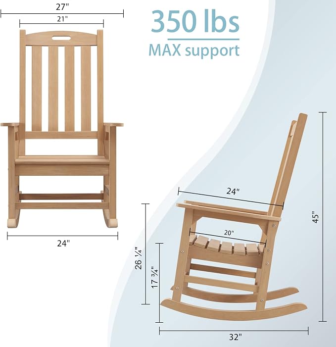 Psilvam Oversized Outdoor Rocking Chair, - Image 3
