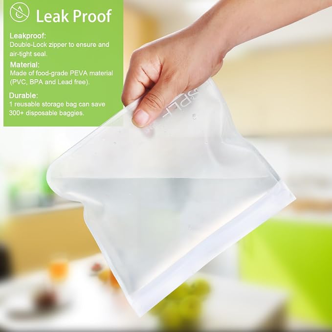 SPLF 10 Pack Dishwasher Safe Reusable Snack Bags, BPA Free Reusable Food - Image 4