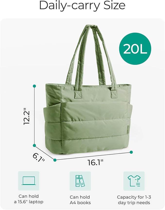 BAGSMART Tote Bag for Women, Lightweight Puffy Tote Bag - Image 2