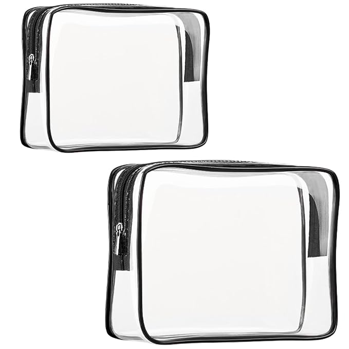 2Pcs Crystal Clear PVC Travel Toiletry Bag Kit by ROYBENS